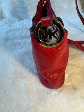 Michael Kors Women's Red Leather Messenger Crossbody Bag